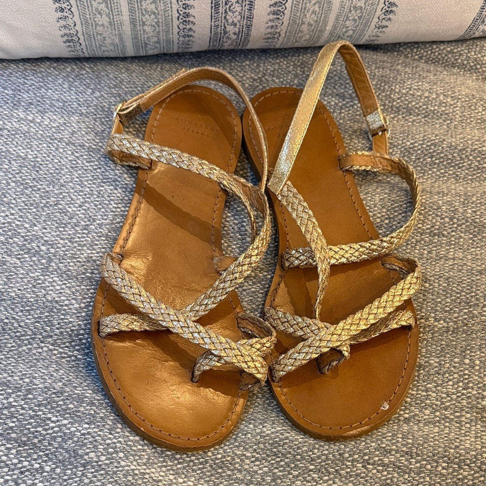 Sezane Adeline Low Gold Sandals Size 11 US - Picture 2 of 8